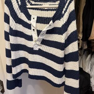 Anthropologie Navy and White Striped Sweater